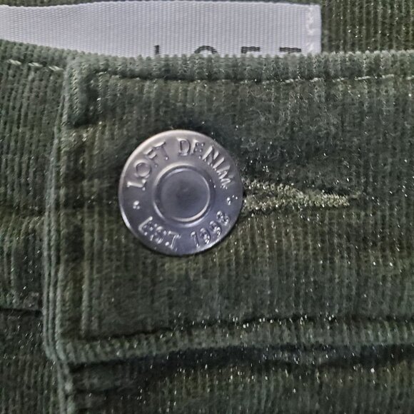 Loft Pants Womens 31 Green Corduroy Skinny Stretch - Picture 9 of 12